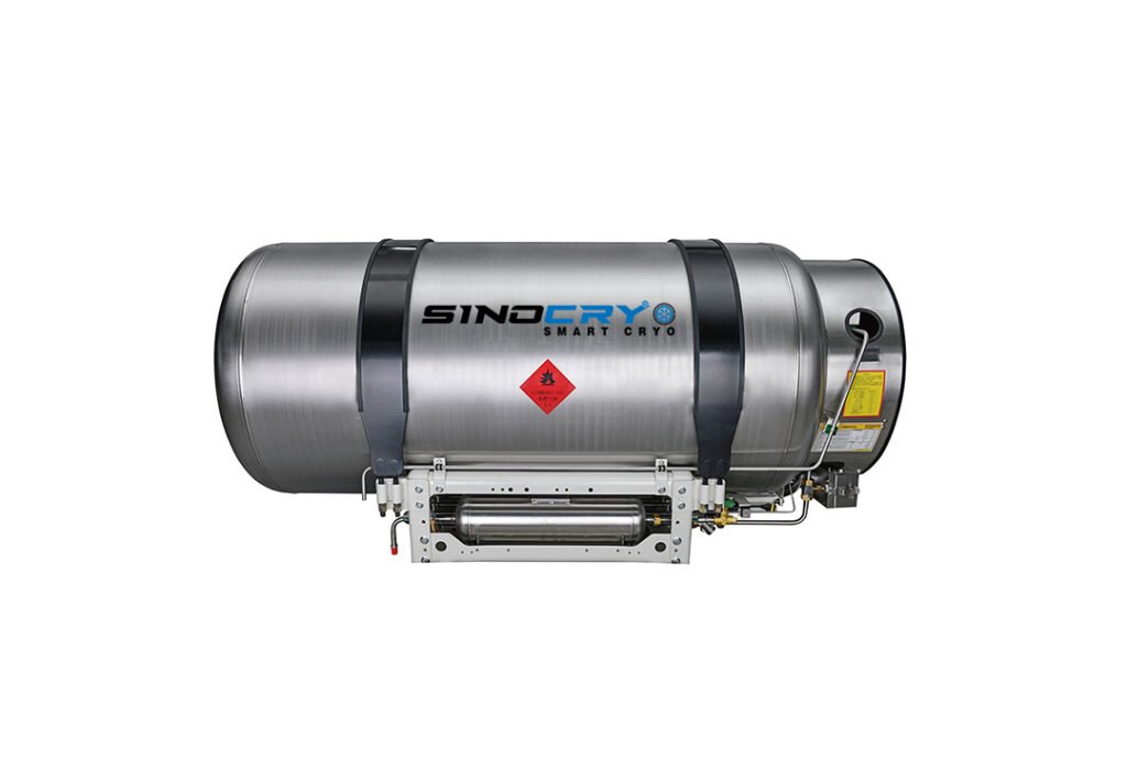 The Cryo Tank serves as a vehicle fuel tank, supplying natural gas at a stable pressure to the engine. This Cryo Tank undergoes rigorous testing, including vibration, fire, and drop tests, ensuring top-tier safety and reliability for fuel storage.